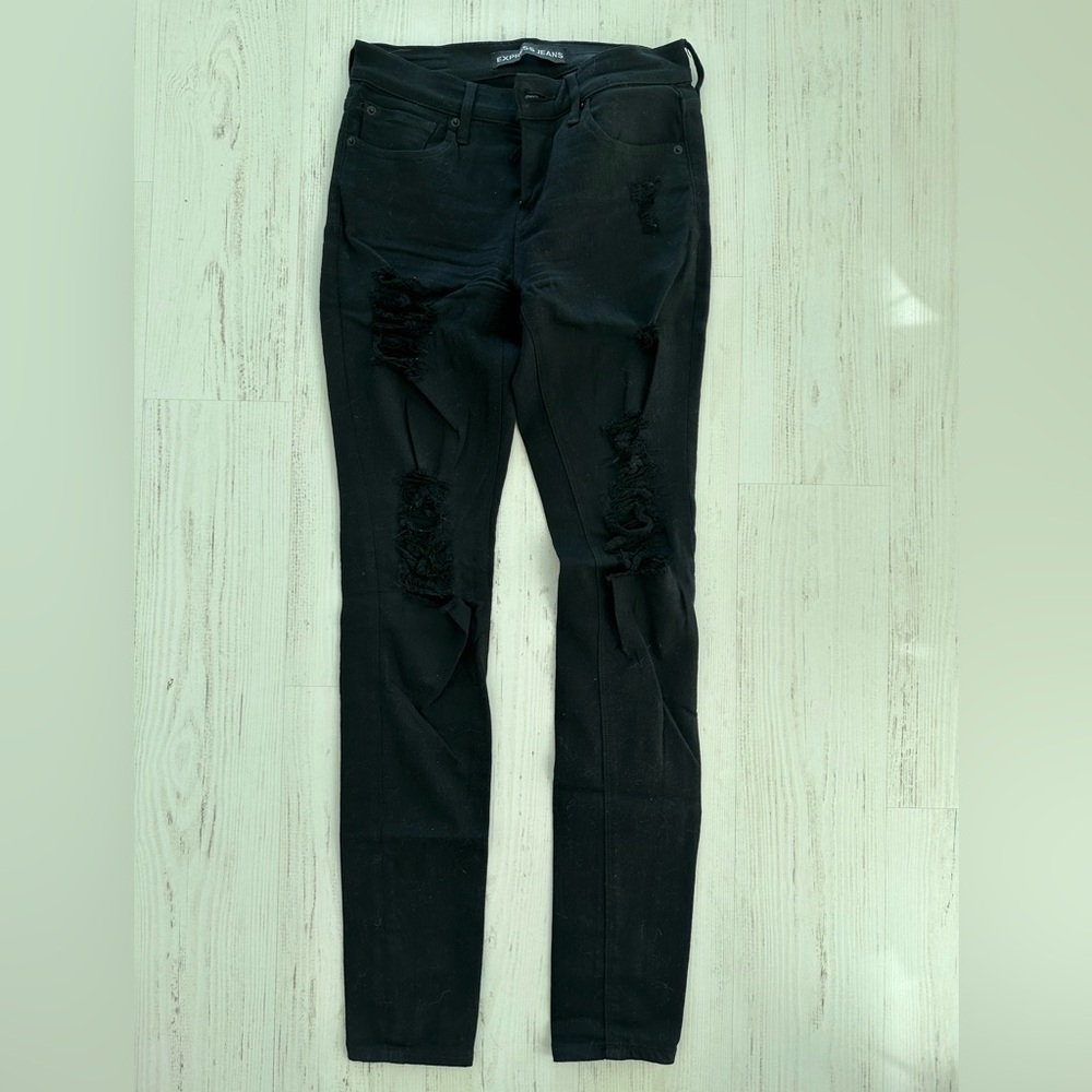 Express black ripped skinny jeans